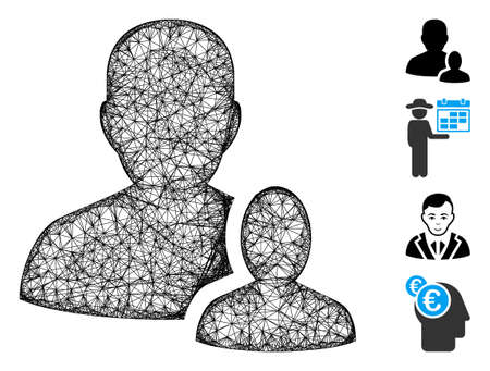 Mesh user manager web icon vector illustration. Carcass model is based on user manager flat icon. Mesh forms abstract user manager flat carcass.のイラスト素材