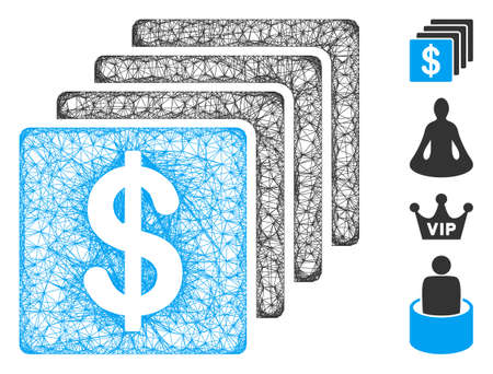 Mesh finances web icon vector illustration. Model is based on finances flat icon. Network forms abstract finances flat model. Wire frame 2D line network isolated on a white background.のイラスト素材