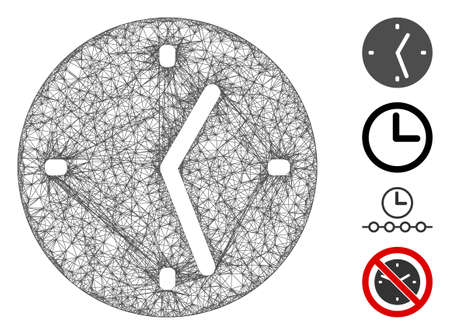 Mesh clock web icon vector illustration. Model is based on clock flat icon. Mesh forms abstract clock flat model. wireframe flat line network isolated on a white background.のイラスト素材