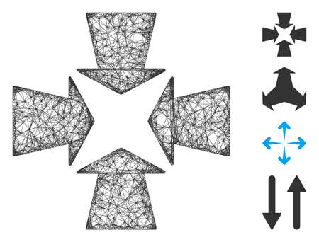 Mesh shrink arrows web symbol vector illustration. Carcass model is based on shrink arrows flat icon. Mesh forms abstract shrink arrows flat carcass.のイラスト素材