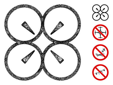Mesh nanocopter web 2d vector illustration. Carcass model is based on nanocopter flat icon. Mesh forms abstract nanocopter flat model. wireframe 2D web network isolated on a white background.のイラスト素材