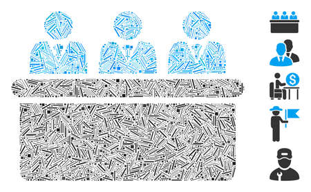 Dash Mosaic based on clerks desk icon. Mosaic vector clerks desk is designed with random dash dots. Bonus icons are added.のイラスト素材