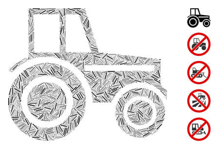 Line Mosaic based on wheeled tractor icon. Mosaic vector wheeled tractor is formed with scattered line elements. Bonus icons are added.のイラスト素材
