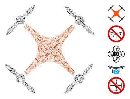 Line Mosaic based on airdrone icon. Mosaic vector airdrone is created with scattered line elements. Bonus icons are added.のイラスト素材