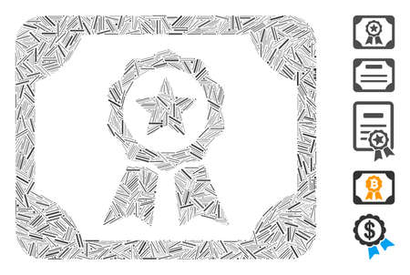 Line Mosaic based on authorize diploma icon. Mosaic vector authorize diploma is designed with scattered line dots. Bonus icons are added.のイラスト素材