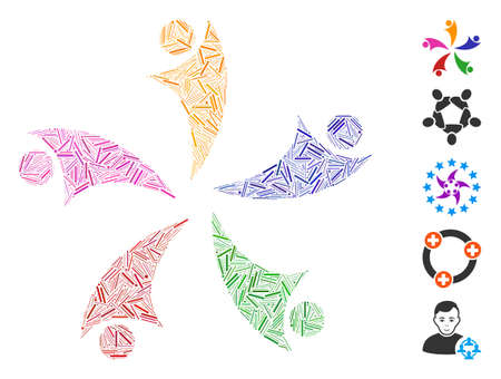 Dash Mosaic based on collaboration logo icon. Mosaic vector collaboration logo is designed with random dash elements. Bonus icons are added.のイラスト素材