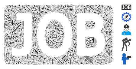 Hatch Mosaic based on job caption icon. Mosaic vector job caption is formed with random hatch dots. Bonus icons are added.のイラスト素材