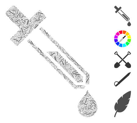 Line Mosaic based on pipette icon. Mosaic vector pipette is created with random line items. Bonus icons are added.のイラスト素材