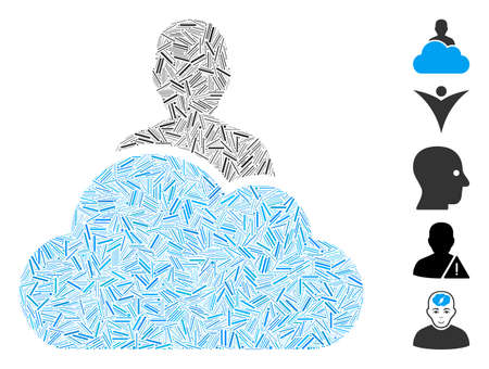 Dash Mosaic based on user icon. Mosaic vector user is designed with randomized dash elements. Bonus icons are added.のイラスト素材