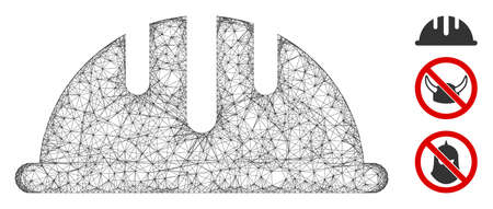 Mesh helmet polygonal web 2d vector illustration. Carcass model is based on helmet flat icon. Triangle network forms abstract helmet flat carcass.のイラスト素材