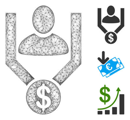 Mesh sales funnel polygonal web icon vector illustration. Carcass model is based on sales funnel flat icon. Triangle network forms abstract sales funnel flat model.のイラスト素材