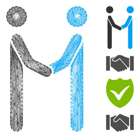 Vector wire frame agreement. Geometric wire frame 2D network based on agreement icon, designed with crossing lines. Some bonus icons are added.のイラスト素材