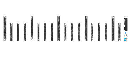 Vector wire frame ruler graduation. Geometric hatched frame flat network generated with ruler...