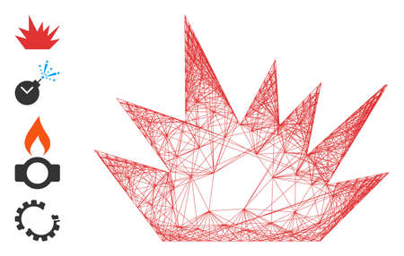 Vector net boom explosion. Geometric linear frame 2D net based on boom explosion icon, designed from...
