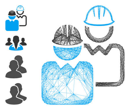 Vector net industrial users. Geometric wire frame 2D net generated with industrial users icon, designed with intersected lines. Some bonus icons are added.のイラスト素材