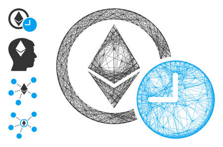 Vector network Ethereum credit clock. Geometric linear frame flat network generated with Ethereum credit clock icon, designed with intersected lines. Some bonus icons are added.のイラスト素材
