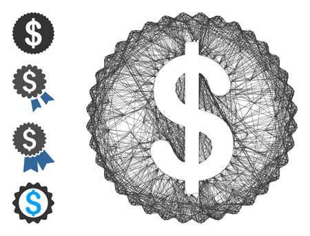 Vector wire frame price sticker. Geometric wire frame flat network generated with price sticker icon, designed with crossing lines. Some bonus icons are added.のイラスト素材