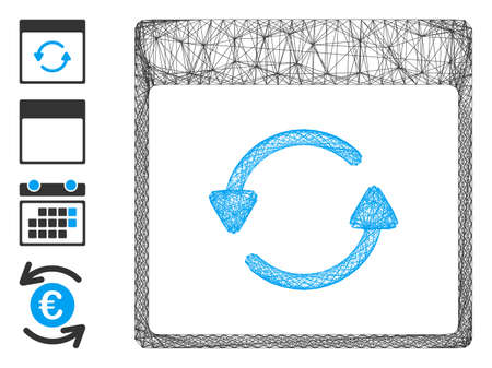 Vector net update calendar page. Geometric hatched frame flat net made from update calendar page icon, designed from crossed lines. Some bonus icons are added.のイラスト素材