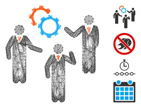 Vector net plan. Geometric wire frame flat net made from plan icon, designed from intersected lines. Some bonus icons are added.のイラスト素材