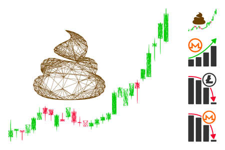 Vector net shit hyip candle chart. Geometric wire carcass 2D net made from shit hyip candle chart...