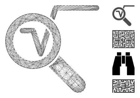 Vector wire frame search math solution. Geometric wire frame flat network made from search math solution icon, designed from crossing lines. Some bonus icons are added.のイラスト素材