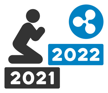 Vector man pray ripple 2022 illustration. An isolated illustration on a white background.