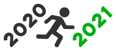 Vector man run to 2021 illustration. An isolated illustration on a white background.