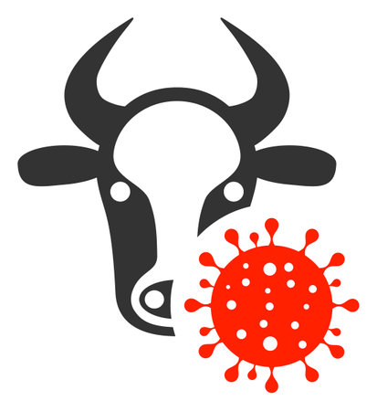 Vector cow coronavirus illustration. An isolated illustration on a white background.のイラスト素材