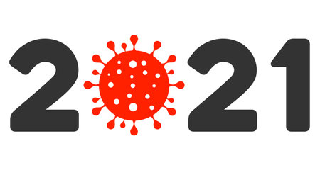 Vector 2021 covid year illustration. An isolated illustration on a white background.のイラスト素材