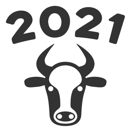 Vector 2021 bull illustration. An isolated illustration on a white background.のイラスト素材