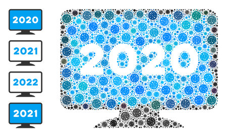 2020 display screen coronavirus mosaic icon. 2020 display screen collage is done of randomized...