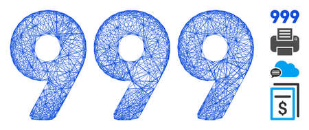 Vector network 999 digits text. Geometric wire carcass 2D network made from 999 digits text icon,...