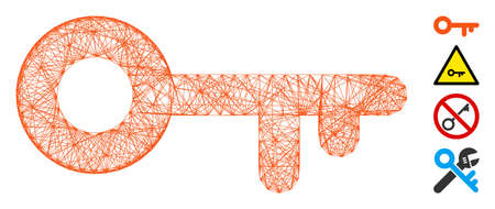 Vector wire frame access key. Geometric wire frame flat network made from access key icon, designed with crossed lines. Some bonus icons are added.のイラスト素材