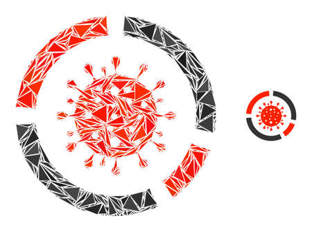 Triangle mosaic covid diagram icon. Covid diagram vector mosaic icon of triangle elements which have variable sizes, and positions, and color shades. Abstract 2d triangle covid diagram.のイラスト素材