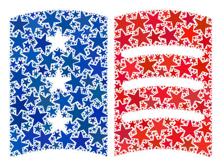 Menu collage of stars in variable sizes and color shades. Menu illustrationのイラスト素材