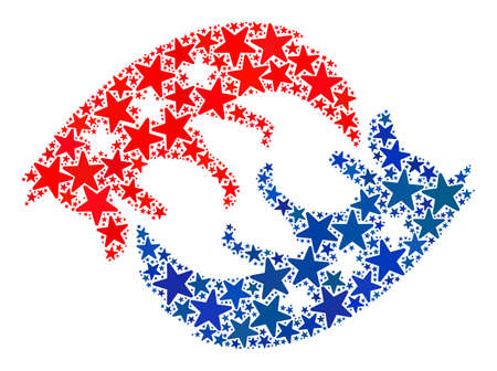 Dog eats itself composition of stars in variable sizes and color shades.のイラスト素材