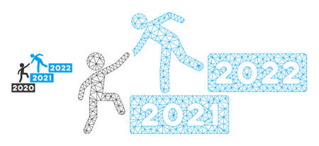 Mesh 2022 buisiness training stairs model icon. Wire carcass polygonal mesh of vector 2022 buisiness...