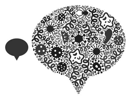 Vector infection banner icon composition of pandemic microbes. Banner mosaic is composed of infection items, parasites, microbes, spores, contagious agents, and based on banner icon.のイラスト素材