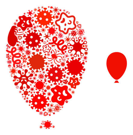 Vector infectious celebration balloon icon collage of contagious microbes. Celebration balloon collage is made from infectious items, parasites, microbes, spores, contagious agents,のイラスト素材