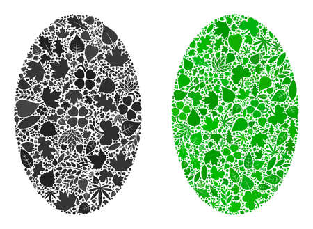 Nature filled ellipse icon composition of herbal leaves in green and natural color tones. Ecological environment vector concept for filled ellipse icon.のイラスト素材