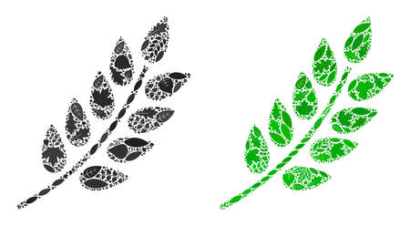 Eco leaf branch icon mosaic of herbal leaves in green and natural color variations. Ecological environment vector template for leaf branch icon.のイラスト素材