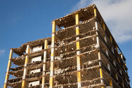 broken down large building during demolitionの写真素材