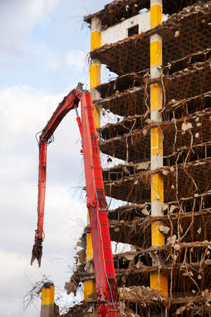 broken down large building during demolitionの写真素材