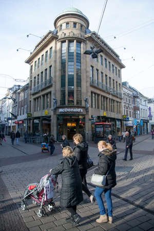 people shopping in the centre of dutch town Arnhemのeditorial素材
