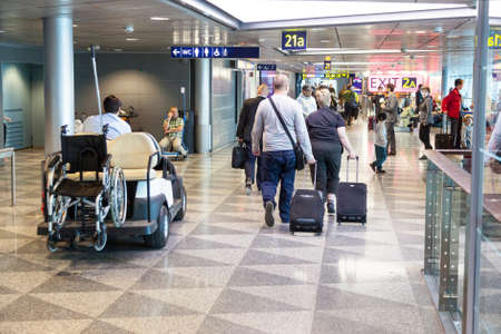 crowded international airport helsinki vantaa in finlandのeditorial素材