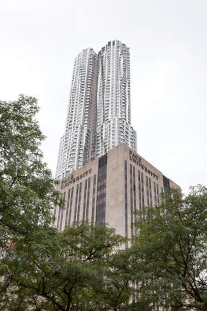 building of Pace university and beekman tower by frank gehry in new york city lower manhattanのeditorial素材