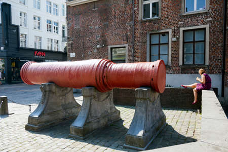 famous canon called fat bertha in centre of flemish city ghent in belgiumのeditorial素材