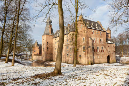 castle doorwerth in Holland in warm sunlight on sunny winter day in the province of Gelderlandのeditorial素材