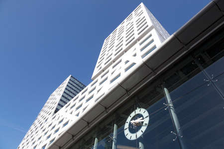 Utrecht, netherlands, 15 march 2017: new city office seen from entrance to central railway station in dutch town of utrechtのeditorial素材