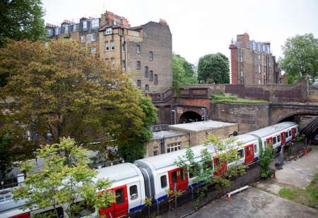 London, United Kingdom, 7 may 2017: subway train enters south kensington station in londonのeditorial素材